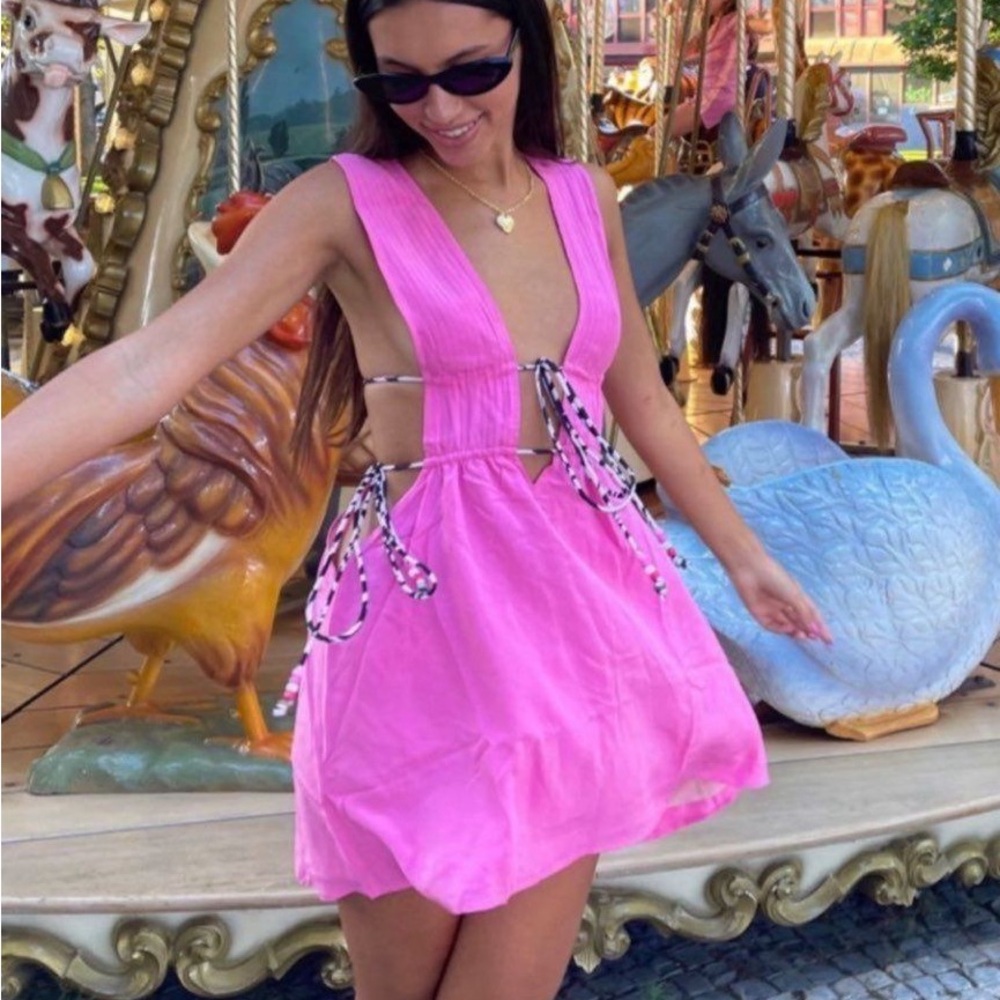 Vanessa Mooney Pink Silk Alya Mini Dress